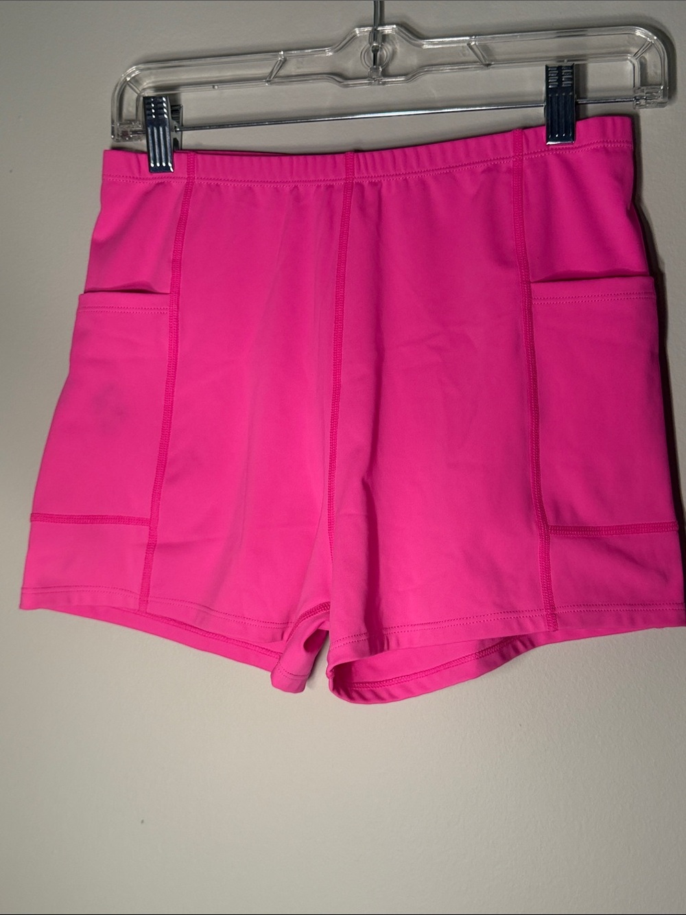 ATTARCO High-Rise Athletic Shorts with Side Pockets — Hot Pink. SKU AB212-112